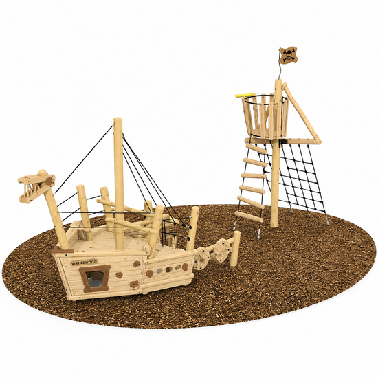 Eco-Play Piratenboot Albatros Voorsteven &amp; Uitkijkmast Robinia Openbaar