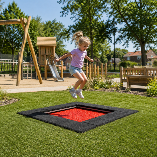 Bouncer Vierkant Trampoline - 190x190 cm - Zwarte rand - Openbaar gebruik