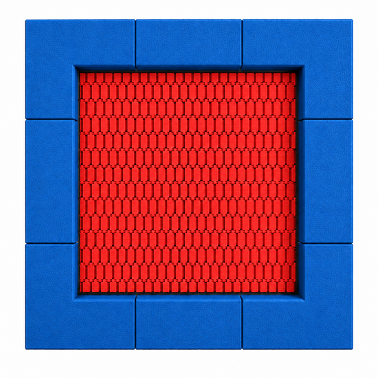 Bouncer Vierkant Trampoline - 238x238 cm - Blauwe rand - Openbaar gebruik