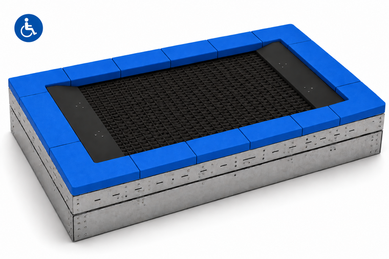 Bouncer Rechthoek Trampoline - 286x190 cm - Blauwe rand - Inclusief