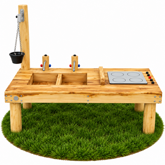 B-Play Robinia Speelkeuken met 2 Bakken inclusief Zandtakel