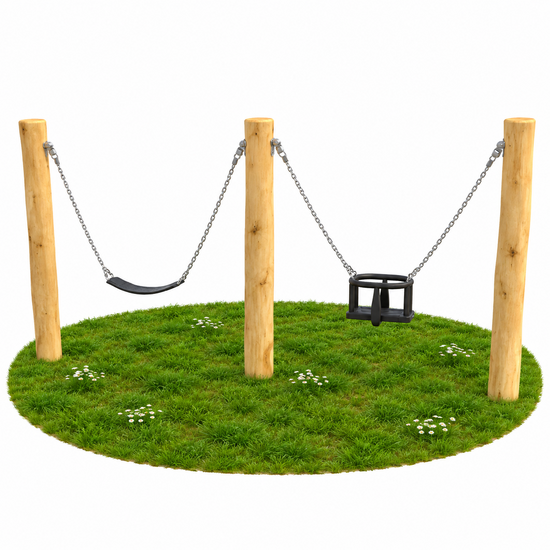 schommel met tussen palen robinia hout