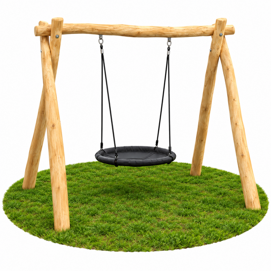 Robinia Houten Schommel inground zonder beton 2 Haken Extra Breed