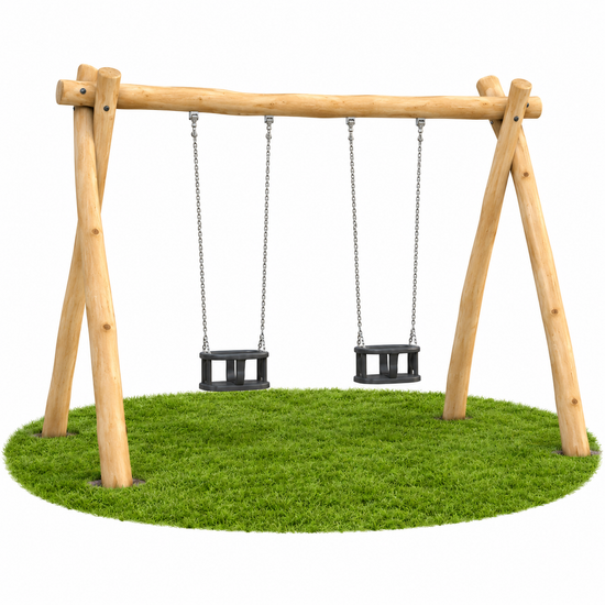 Houten Schommel Robinia *4 haken** premium #Openbaar## - 2 Rubberen babyzitjes