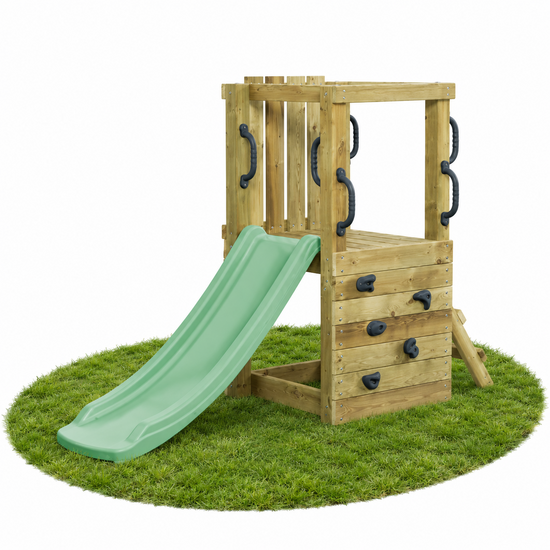 Houten speeltoestel Irma Small met Pastel Groene Glijbaan