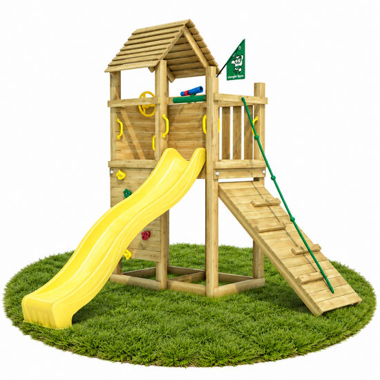 Premium Douglas Houten Speeltoren Jungle Roamer met Gele Glijbaan