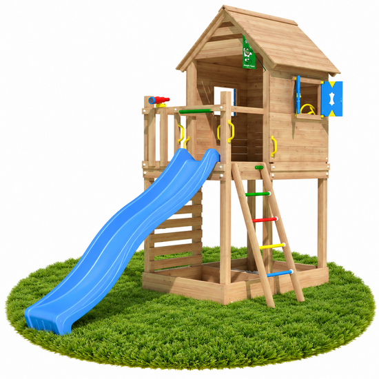 Douglas Houten Speeltoren Jungle Oasis met Blauwe Glijbaan