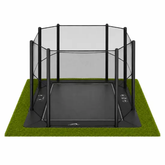Akrobat Trampoline Orbit Flat To The Ground 305x183 cm met Veiligheidsnet Special Edition Zwart