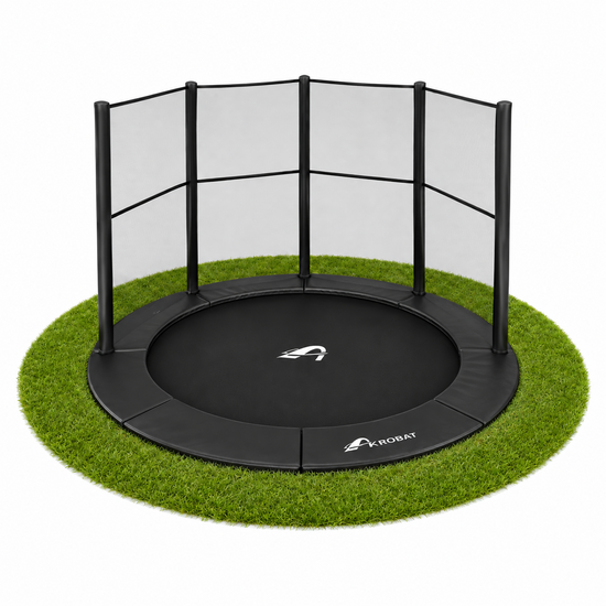 Akrobat Trampoline Primus Flat To The Ground 305 cm met half veiligheidsnet Special Edition Zwart