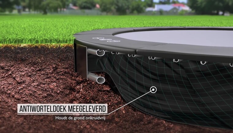 Worteldoek Akrobat Trampoline Primus Flat To The Ground 305 cm met veiligheidsnet Zwart
