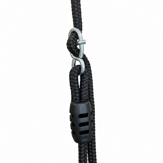 Premium Schommelzitje - Rubber - Zwart - RVS Beugels - Zwart BR Touw