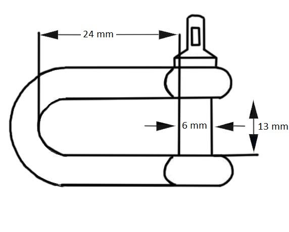 D-sluiting M6 verzinkt 24x13mm 