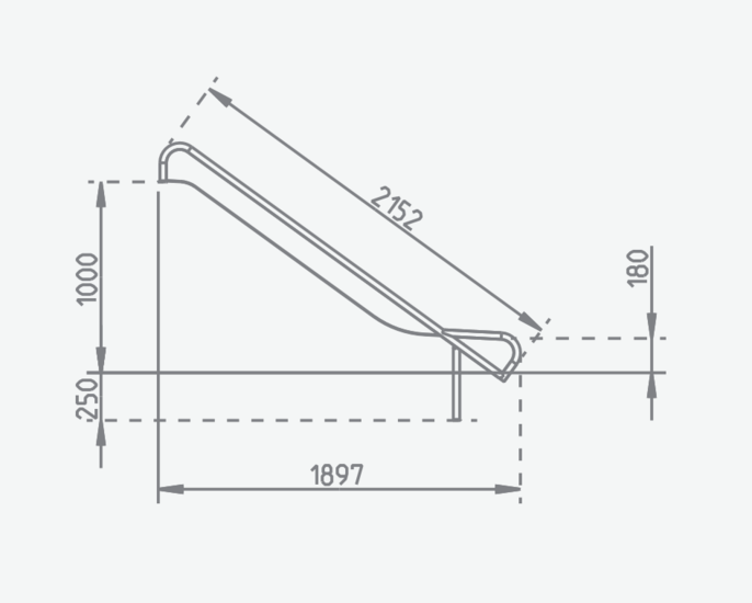 RVS aanbouwglijbaan tekening