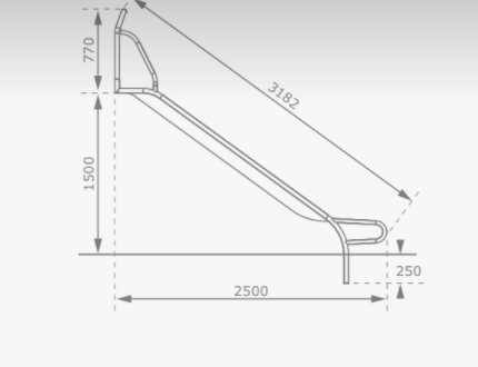 Detail RVS glijbaan 