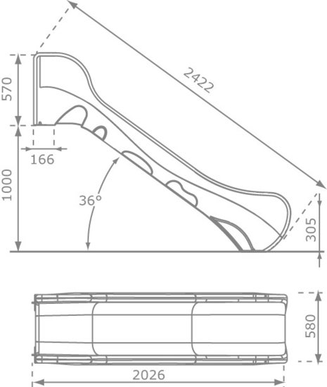 Kunststof Glijbaan 250c m Openbaar Gebruik Tekening