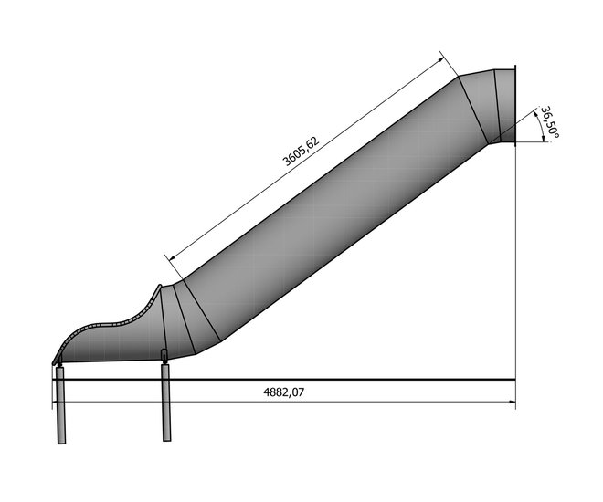 RVS Buis Glijbaan tot Platformhoogte 250 cm