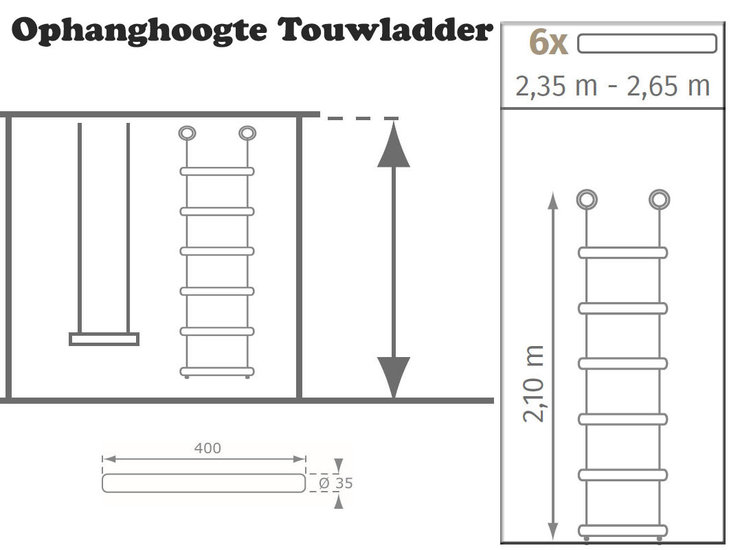 Touwladder *PH** touw 6 sporten 2,1m