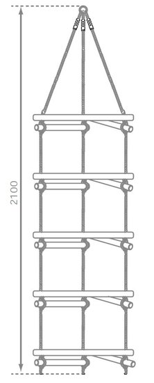 Touwladder PH 3 zijden met 5 sporten