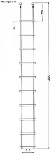 Touwladder 10 sporten 3.5m afmetingen