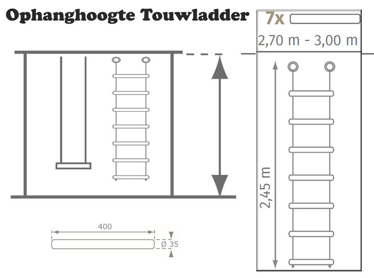 Touwladder *PH** touw 7 sporten 2,45m