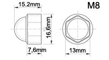 Afdekdop voor bouten en moeren Zwart m8 afmetingen