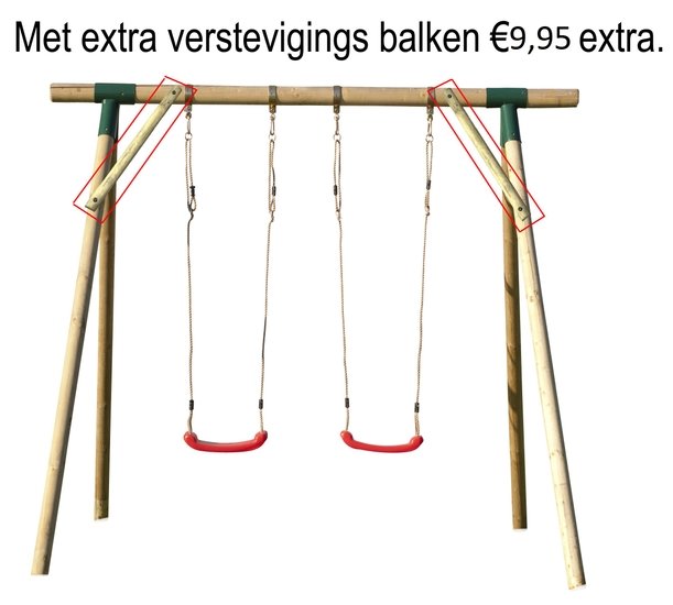 Schommel Rondhout 5 haken &#039;Schuin&#039; 100x80mm aan de schommel