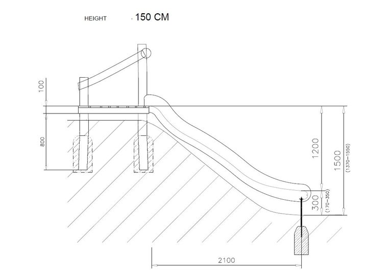 RVS glijbaan met platform en leuning