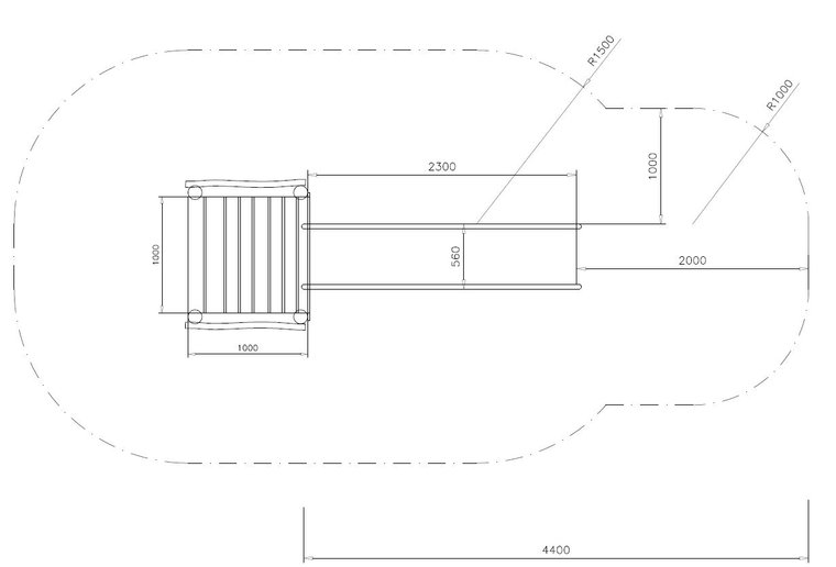 RVS glijbaan met platform en leuning