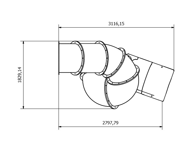 Kunststof modules spiraalglijbaan platformhoogte 250 cm