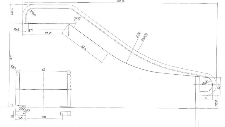 RVS glijbaan technische tekening 