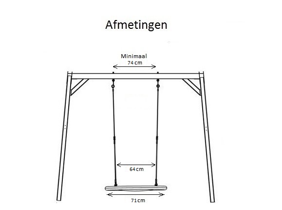 Afmeting tekening afstand tussen schommelhaken