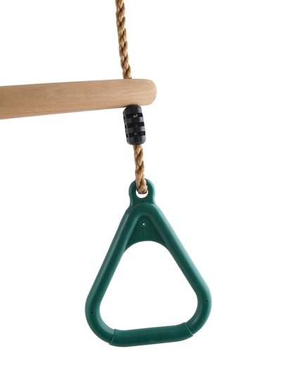 Houten trapeze met kunststof driehoeksringen Groen