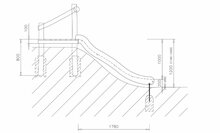 Talud/platform 120cm met glijbaan gemaakt van RVS en Robinia hout *extra breed**