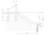 Talud/platform 150cm met glijbaan gemaakt van RVS en Robinia hout *extra breed**