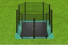 Akrobat Trampoline Orbit Flat To The Ground 335x244 cm met Veiligheidsnet Groen