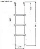 Touwladder 4 sporten 1,6m afmetingen totaal