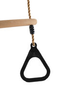 Houten trapeze met kunststof driehoeksringen zwart