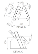 detail afmetingen schommel verbinding