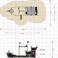 afmetingen tekening piraten schip boot