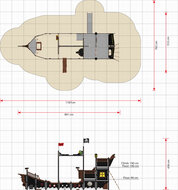 afmetingen tekening piraten schip boot