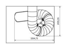 Tekening afmetingen rvs buisglijbaan bovenzijde