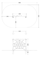 tekening met afmetingen van het Robinia Klimnet &#039;Web&#039; Openbaar (Serie 35)