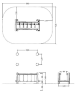 tekening met afmetingen van deRobinia Boomstam Brug met Gewapend Touw Openbaar (Serie-35)