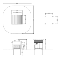 tekening met afmetingen van het Beren Speelhuisje met Vloer Openbaar