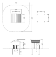 tekening met afmetingen van het Beren Speelhuisje zonder Vloer Openbaar