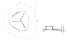 tekening met afmetingen van het Robinia Evenwichtsparcours Openbaar (Serie 29)
