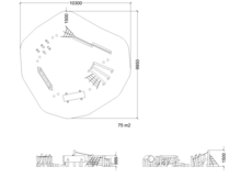 tekening met afmetingen van het Robinia Klimparcours Openbaar (Serie 29)