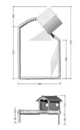 tekening met afmetingen van het Beren Speelhuisje met Zandbak Openbaar