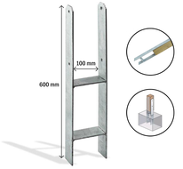 H-Anker Vuur Verzinkt 116x116 mm (Staaldikte: 6mm)