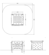 tekening met afmetingen van de Robinia Klimkubus Openbaar (Serie 35)